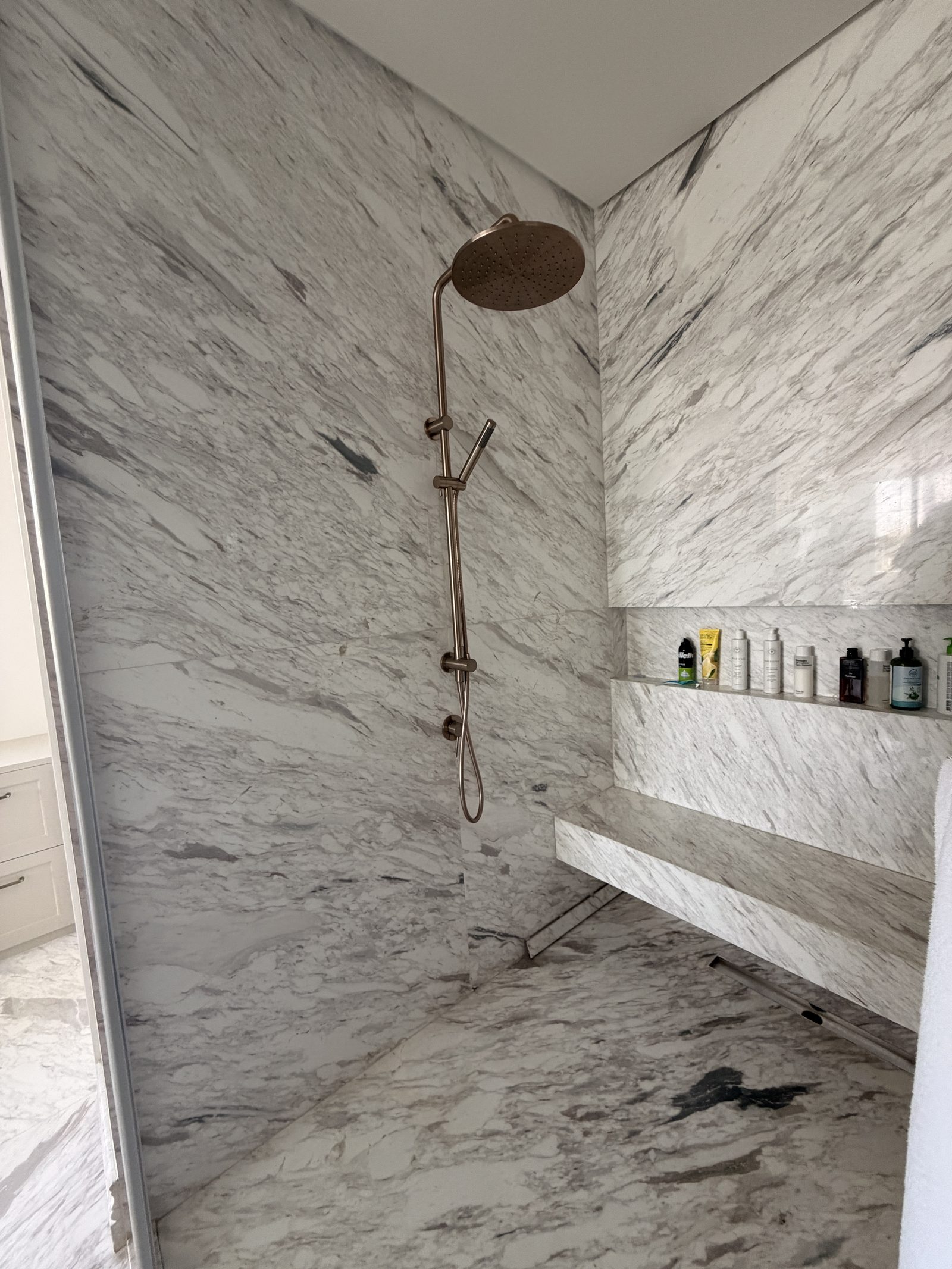 Shower in matching stone