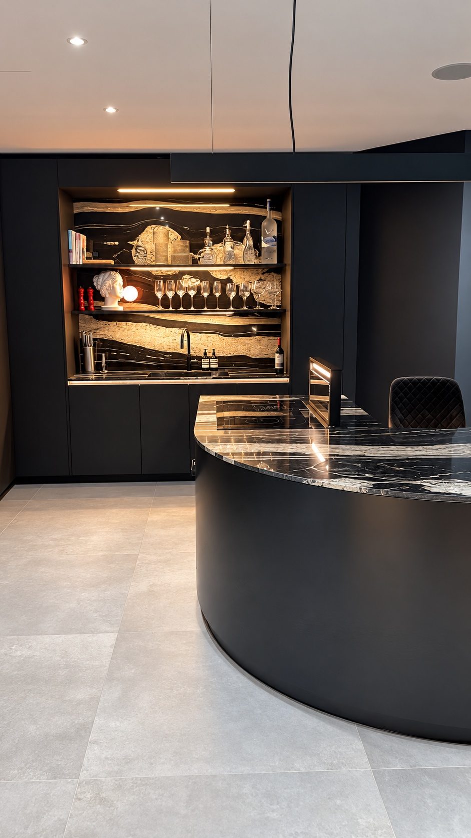 Curved kitchen island
