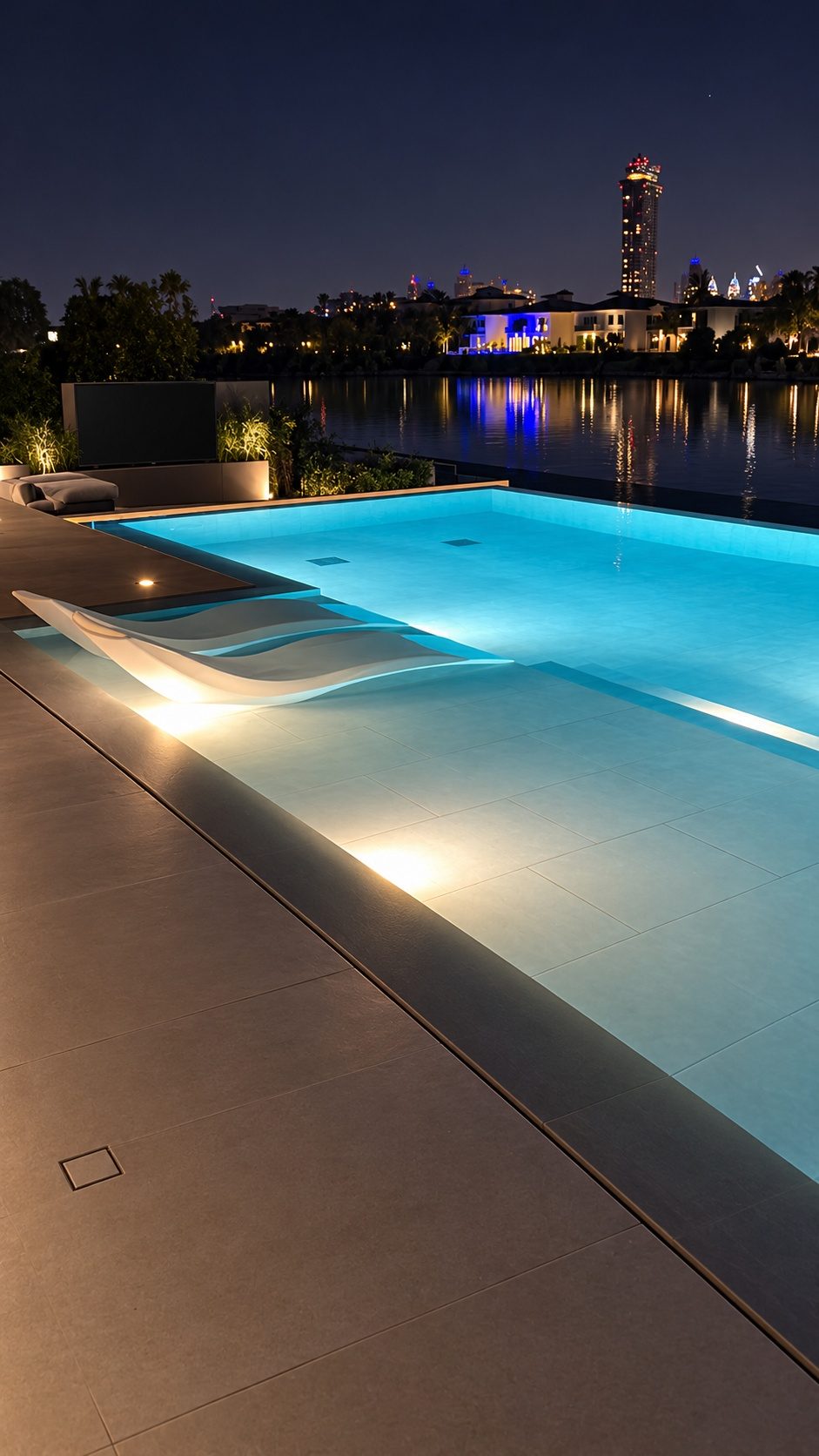 Infinity pool at night