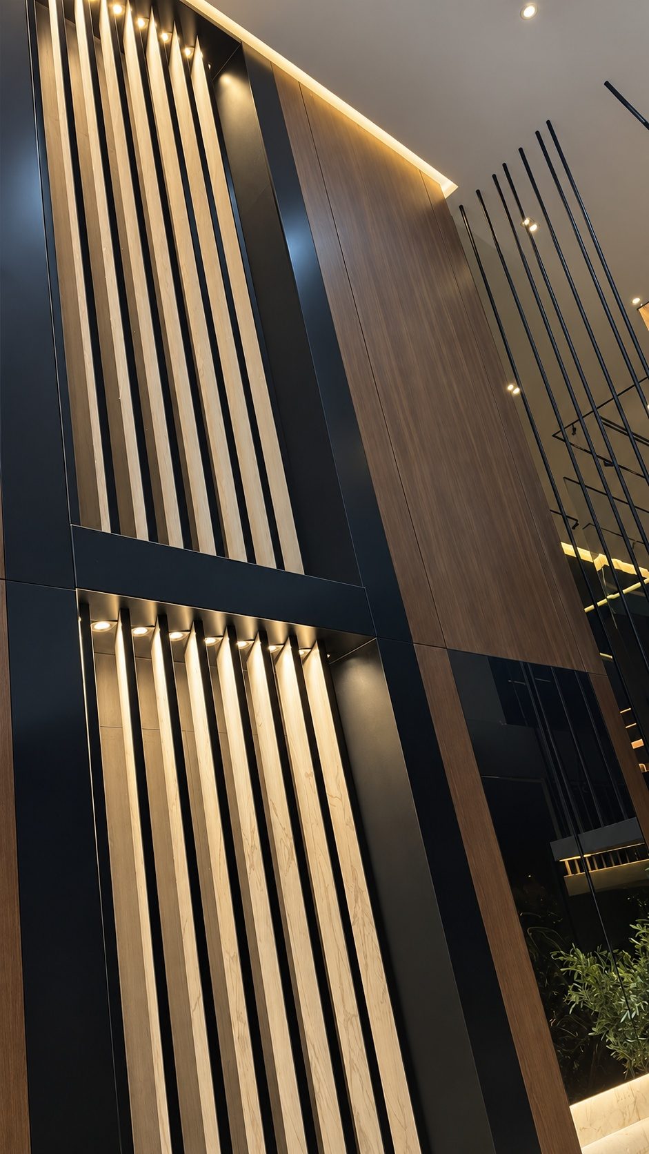 Entrance atrium in dark timber