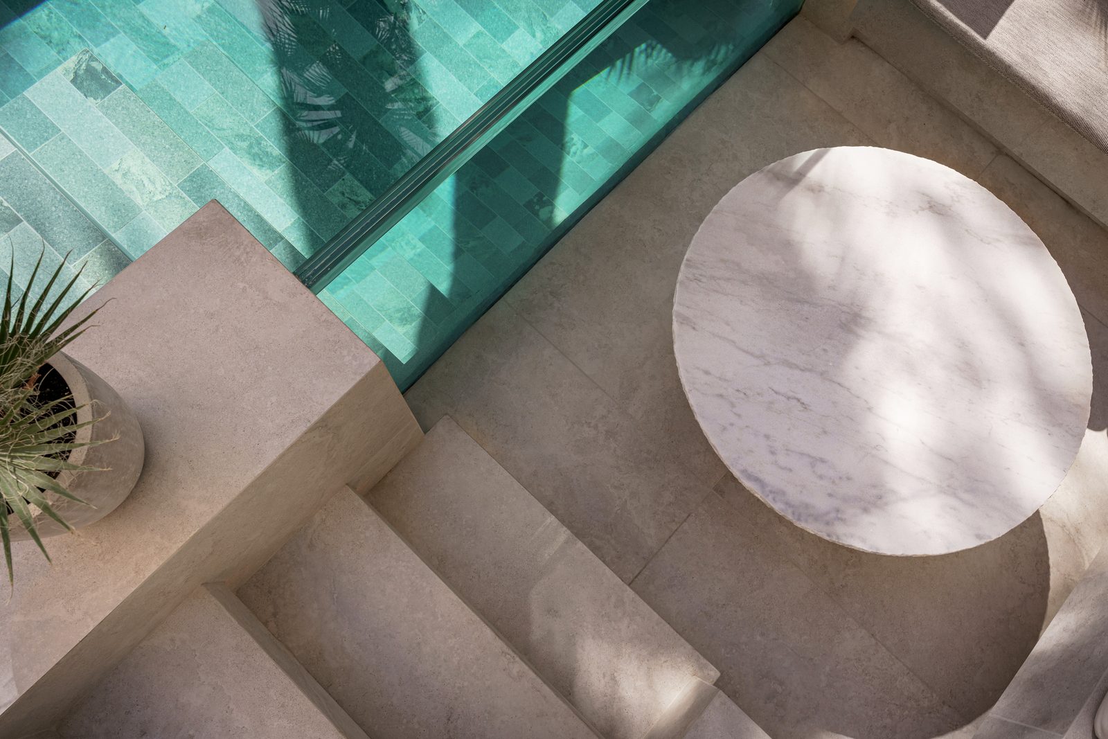 Pool terrace of a completed villa renovation